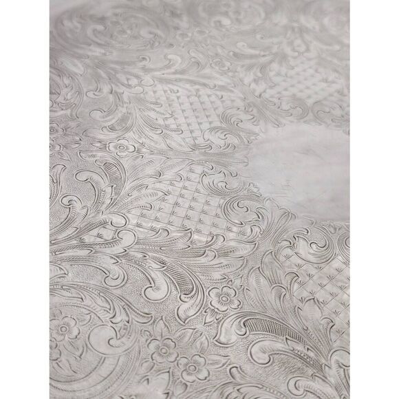 Pilgrim Silver Plate Filigree Pattern Round Serving Tray 19.5" in Diameter - Picture 7 of 7